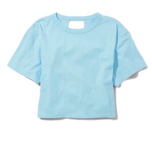 Sugar & Jade Blue Cutout Back Crop Top Size M Short Sleeve Casual Boutique Tee